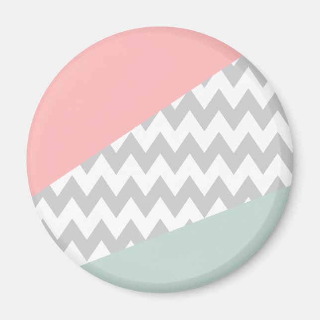 Aimant Gray Chevron Mint et Coral (Devant)