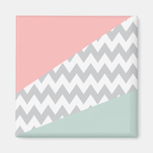 Aimant Gray Chevron Mint et Coral