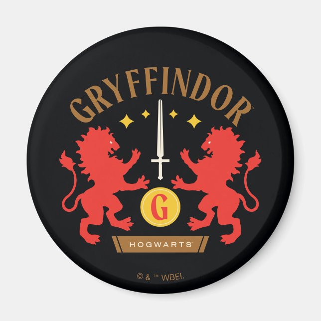 Aimant GRAYFFINDOR™ Maison double Lion épée graphique (Devant)
