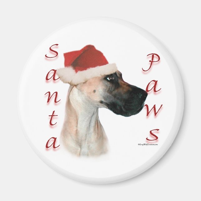 Aimant Great Dane (fawn) Père Noël Paws (Devant)