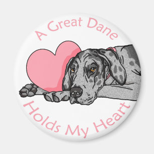 Aimant Great dane tient le coeur Merle UC
