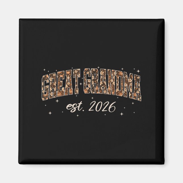 Aimant Great Grandma Est 2026 Preppy Floral Fall Pumpkin  (Devant)