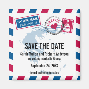 Aimant Grèce Air Mail Mariage Enregistrer la date