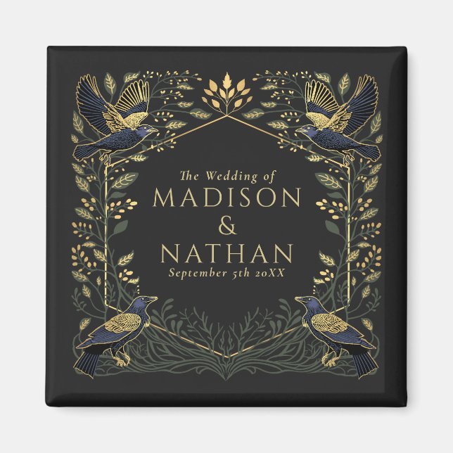 Aimant Green Enchanted Gothique Corbeau Mariage Floral (Devant)