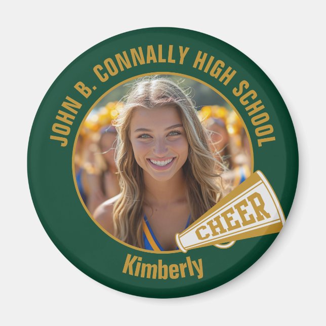 Aimant Green Gold Cheerleader Photo High School (Devant)