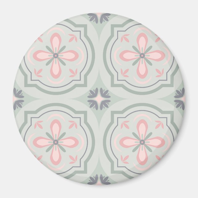 Aimant Green Pastel Floral Tiles (Devant)