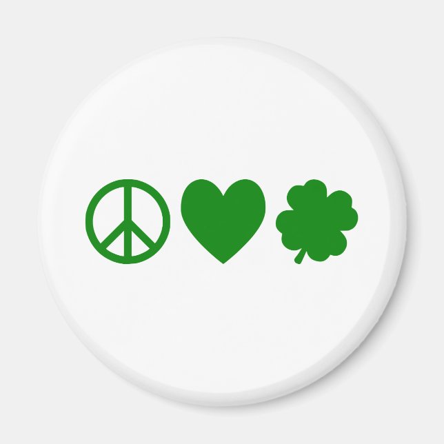 Aimant Green Peace Love & Shamrocks (Devant)