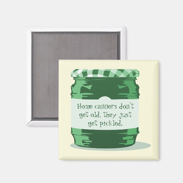 Aimant Green Retro Jelly Jar Home Canning Humour Cuisine (Recto/Verso)