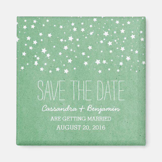 Aimant Green Starry Night Enregistrer l'aimant Date (Devant)