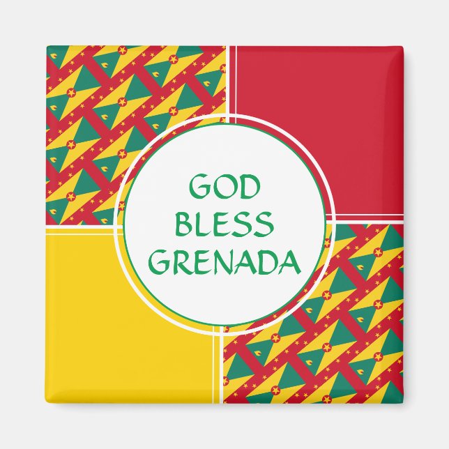 Aimant GRENADA Personnalisé Patriotique DIEU BLESS Frigo (Devant)