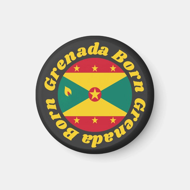 Aimant Grenade Née | Drapeau de la Grenade Typographie ja (Devant)