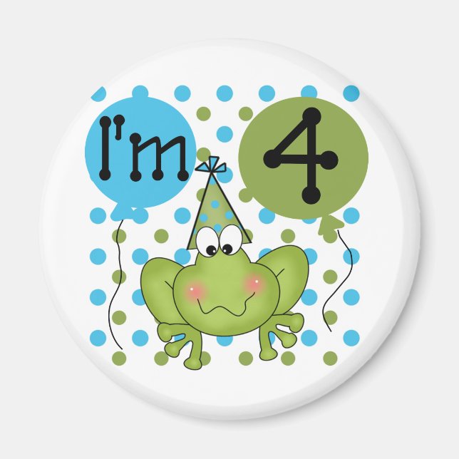 Aimant Grenouille bleue 4e anniversaire Tshirts et cadeau (Devant)