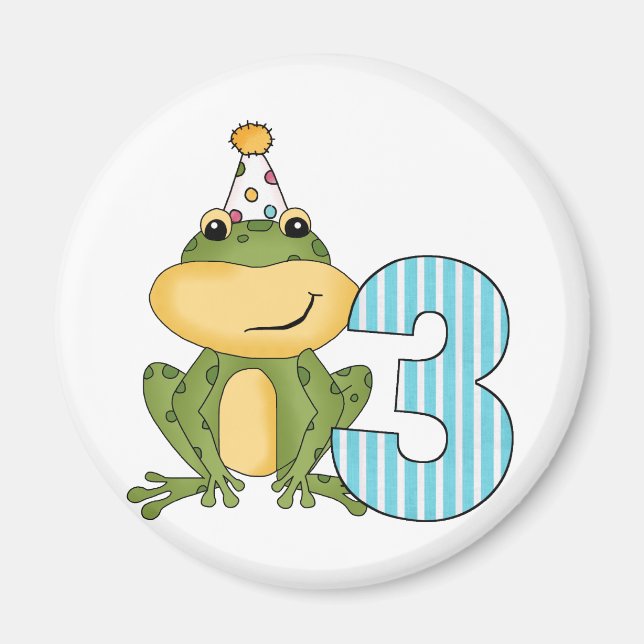 Aimant Grenouille de fête 3e anniversaire T-shirts et cad (Devant)