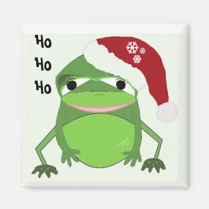 Aimant Grenouille drôle avec un chapeau de Père Noël
