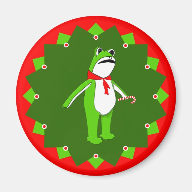 Aimant Grenouille drôle de vacances de Noël (Devant)