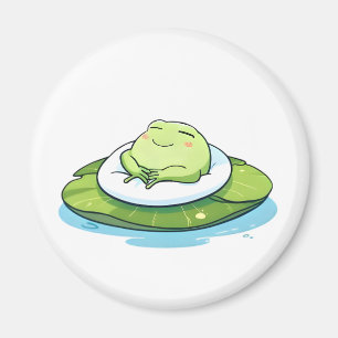 Aimant Grenouille endormie sur un nénuphar Design Kawaii