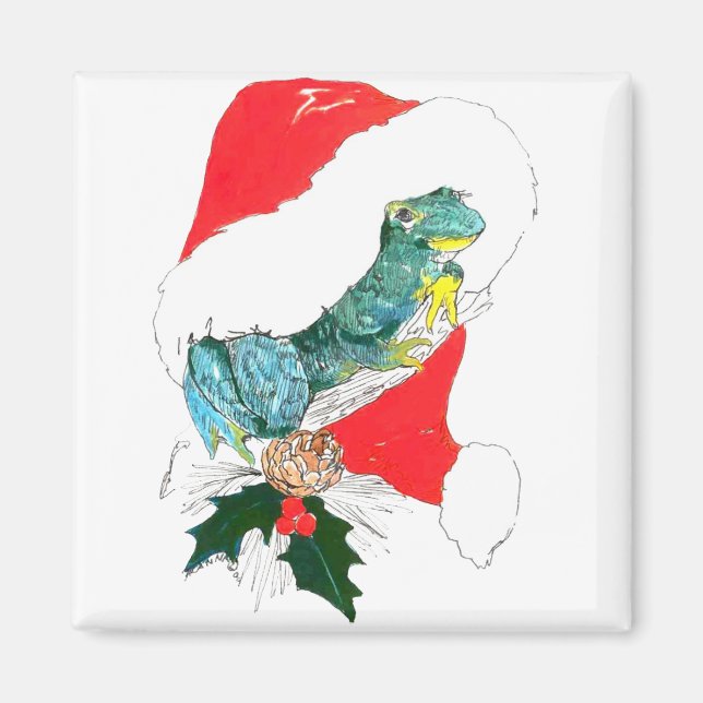 Aimant Grenouille et Noël Casquette Saison de Fêtes Impri (Devant)