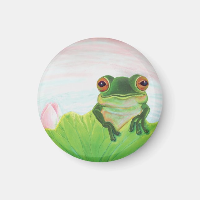 Aimant Grenouille verte derrière l'aimant du coussin de l (Devant)