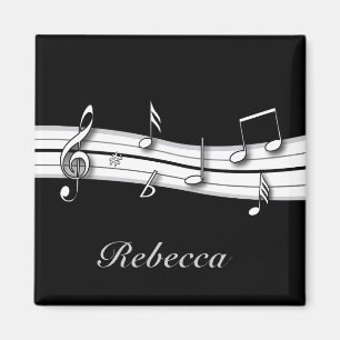 Aimant Grey black and white musical notes score