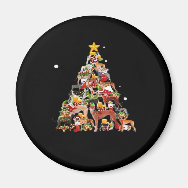 Aimant Greyhound Arbre de Noël Lumières Drôle Chien Xmas  (Devant)