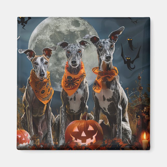 Aimant Greyhound Halloween Épouvantable (Devant)