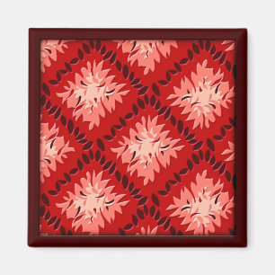 Aimant Grille de fleur d'art déco - rouge (aimant)