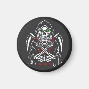 Aimant Grim Reaper Scythe Décès Skeleton Bones Halloween