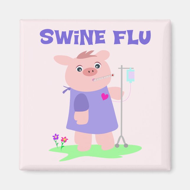 Aimant Grippe porcine amusante (Devant)