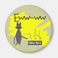 Gris Cat Art—Hilaribe Stinky Litter Box et Cat