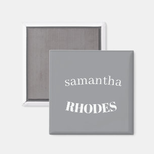 Aimant Gris personnalisé monogramme minimaliste