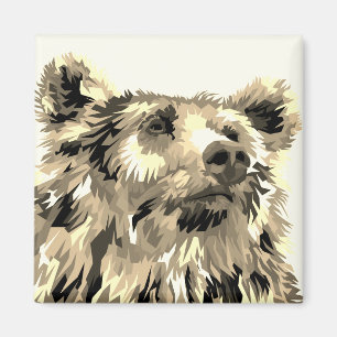 Aimant Grizzli pop art nature brun
