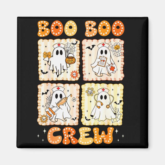 Aimant Groovy Boo Boo Crew Nurse Funny Ghost Women Hallow (Devant)