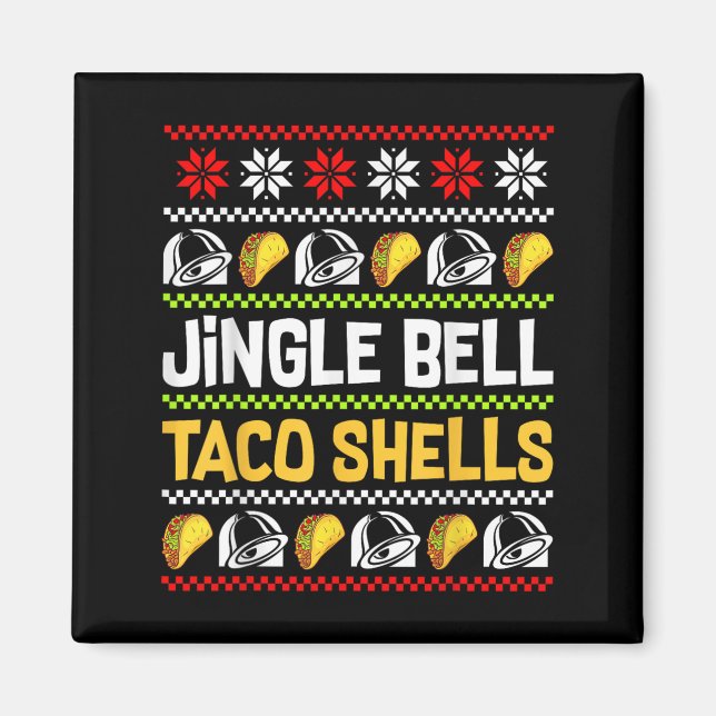 Aimant Groovy Christmas Jingle Bells Taco Shells Ugly Xma (Devant)