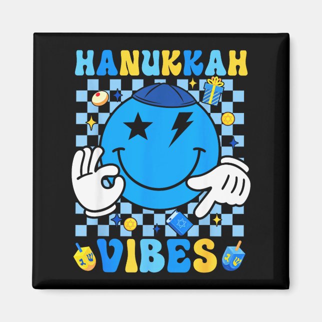 Aimant Groovy Hanukkah Vibes Chanukah Pajama Happy Hanukk (Devant)