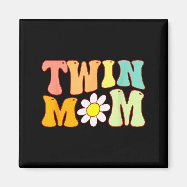 Aimant Groovy Twin Mama Funny Mother's Day For New Mom Of (Devant)