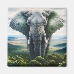 Aimant Gros plan sur le visage de l'éléphant, les défense