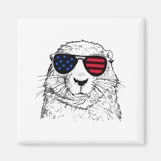Aimant Groundhog 4th July America Usa Flag For Women Kids