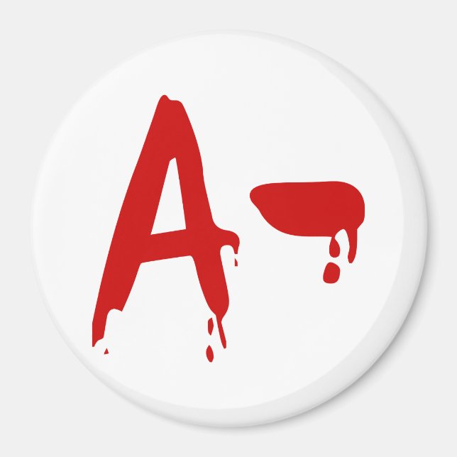 Aimant Groupe sanguin A - Hôpital d'horreur négatif (Devant)