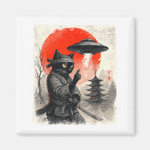Aimant Guerrier de chat ninja samouraï UFO japonais anime