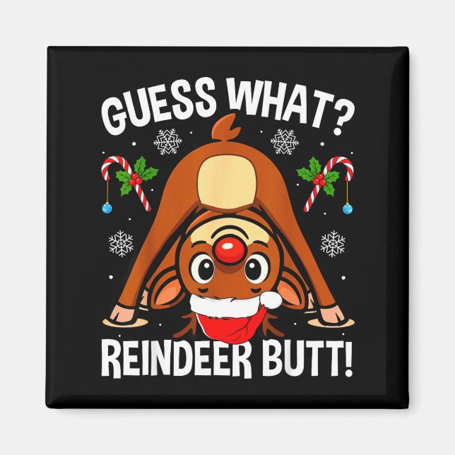 Aimant Guess What Reindeer Butt Xmas Santa Funny Christma (Devant)