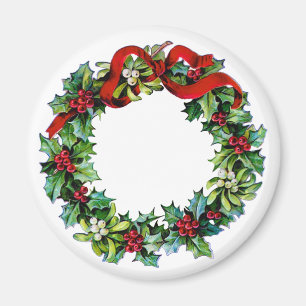 Aimant Guirlande de Noël de houx et de gui