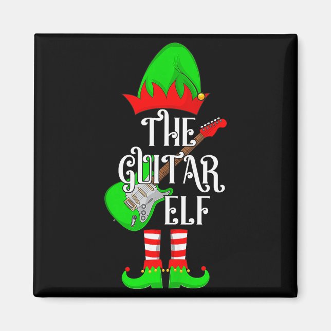 Aimant Guitar Elf Christmas Pajamas Matching Family Elf S (Devant)