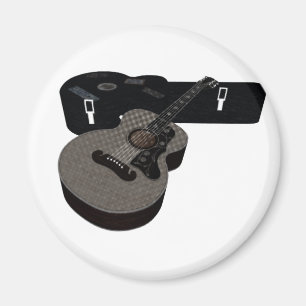 Aimant guitare 3D acoustique et cas tramés