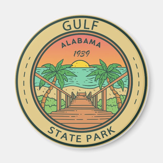 Aimant Gulf State Park Alabama Circle Badge (Devant)