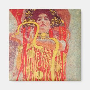 Aimant Gustav Klimt Red Woman Gold Snake Peinture
