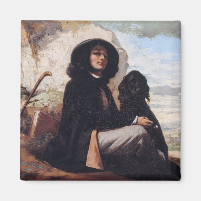 Aimant Gustave Courbet - Autoportrait avec un chien noir (Devant)