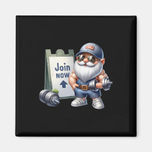 Aimant Gym Gnome Graphisme Drôle Avec Dumbbells Pour Homm