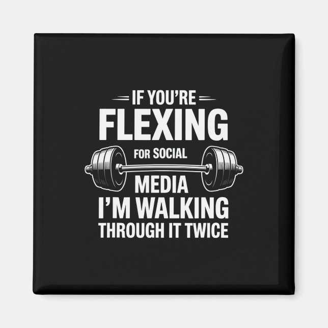 Aimant Gymnase Funny Flexing Workout Bodybuilding 1 (Devant)