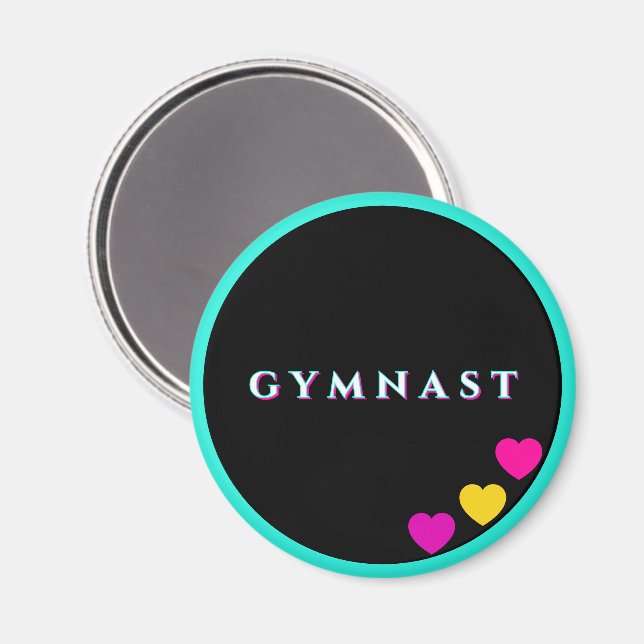 Aimant Gymnaste élégant Noir Turquoise (Recto/Verso)