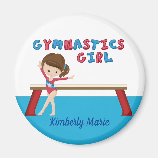Aimant Gymnastique fille mignonne perche de gymnaste pers (Devant)